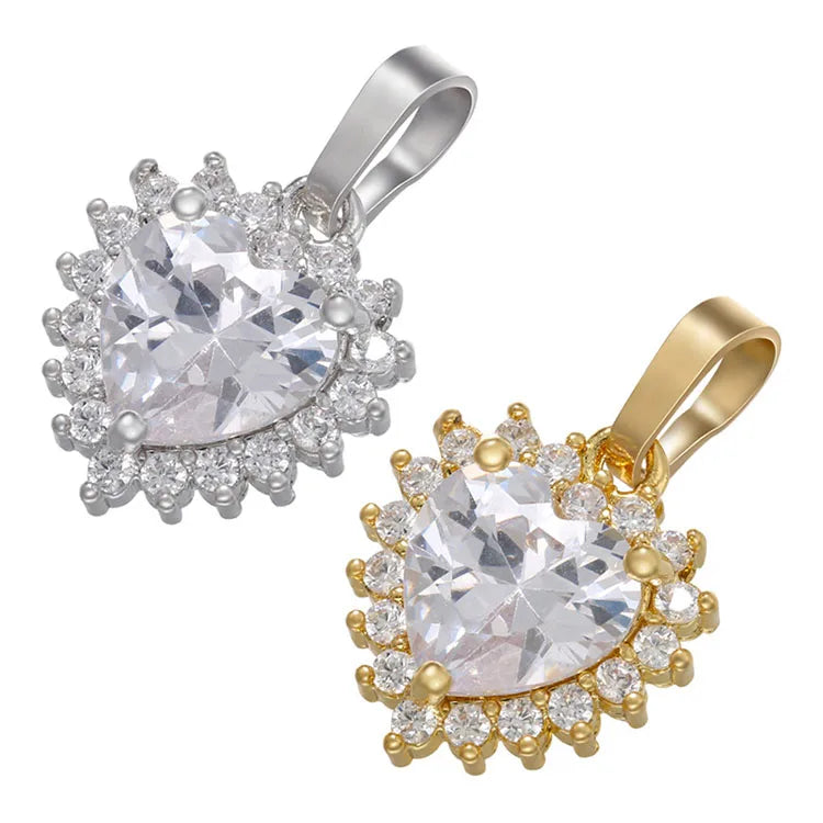 CZ8717 18K Gold/Platinum/Silver Plated CZ Micro Pave Love Heart Charm Pendant Dainty Pendants for Necklace Jewelry Making
