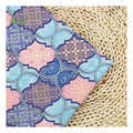 Low MOQ Ramadan Style Pink & Blue Geometric Pattern Printed 100% Soft Cotton Lightweight Fabric for Girls & Boys Shirts