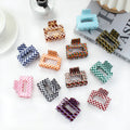 Small 5cm Square Chess Pattern Plaid Green Brown Checker Board Acrylic Checkered Hair Clamp Clips Design Zebra Checker Hair Claw