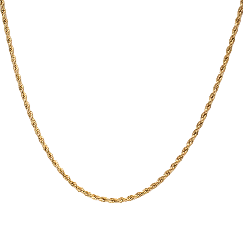 Trendy 18k Gold Plated 925 Sterling Silver Gold Filled Twist Chain Rope Necklace
