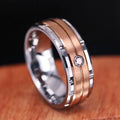 8mm Custom Logo Name Fashion Jewelry Rose Gold Diamond Design Engagement Wedding Band Tungsten Zircon Carbide Steel Ring for Men