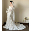 Robe De MariÃ©e Custom Made Charming Women Sweetheart Lace Appliques Sleeveless Court Train Mermaid Wedding Dresses