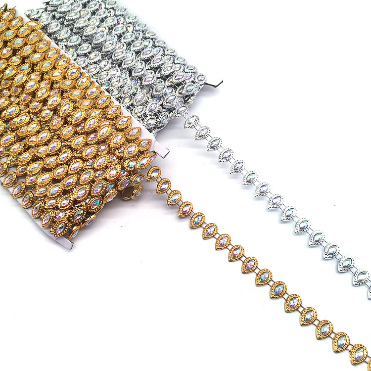 Clear AB Acrylic Rhinestones Plastic Stud Trim Decorative Banding for Shoes Home Textiles Accessories Cheap Tear Drop Design