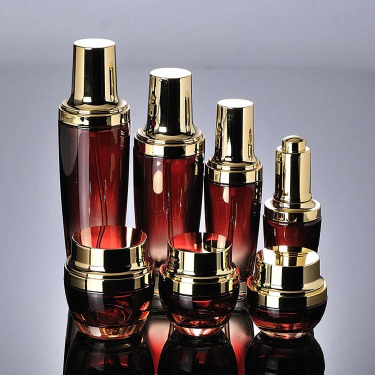 Glass Dropper Bottle Red 30ML 50ML 100ML 120ML Cosmetic Cream Jar 20g 30g 50g Cosmetic Container Empty Spray Lotion Pump Bottle