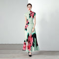 Hot Selling Pleated Ruched Printed Chiffon Natural Waist Woven Women's Muslim Bohemian Summer Dress