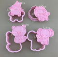 4pcs Cute 3D Animal Cookie Cutters Plastic Mini Home Baking Tools-Elephant Lion Bear Hippo