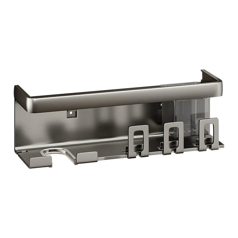 Modern Design Wall-mounted Electric Toothpaste & Toothbrush Rack Punch-Free Metal Storage for Toilet Mouthwash Cup & Brush