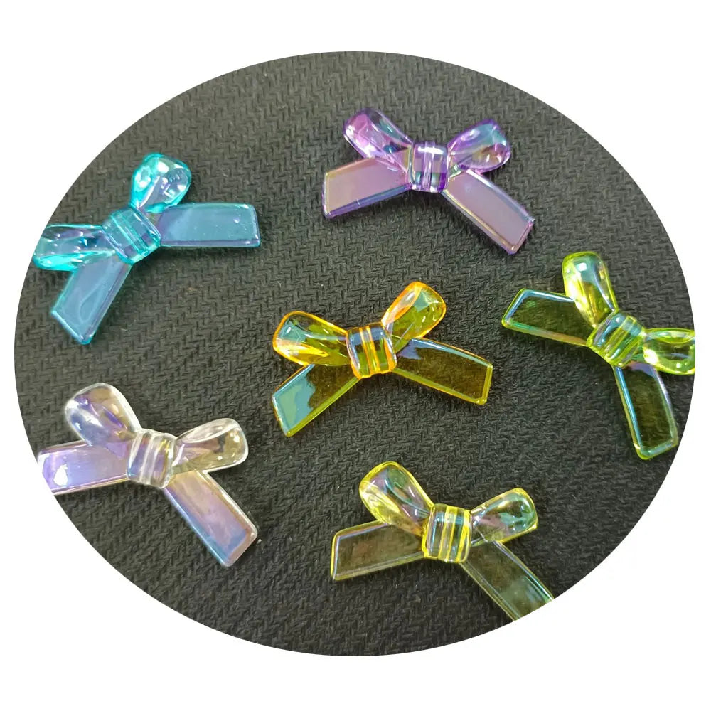 Acrylic Bow Tie Charms AB Colors Clear Bowknot Decoration for DIY Jewelry Making Resin Embellishment