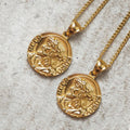 Crown of Thorns Bible Verse Gold Necklace for Men Christian Jewelry Stainless Steel Prayer Jesus Piece Medal Pendant Necklace