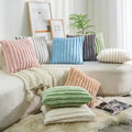 45x45cm Double-Side Faux Fur Plush Decorative Throw Pillow Covers Wide Stripe Couch Cushion Case Soft Fluffy Pillowcases