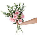 E-L014 2022 New Style 9 Heads Ins Style Artificial Roses With Eucalyptus Leaves Bouquet Flowers for Wedding Home Decor