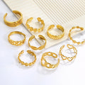 Fashion Heart Flower Shell Starfish Open Ring Waterproof 18K Gold Plated Stainless Steel Adjustable Ring for Women Jewelry
