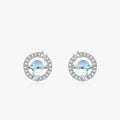 Ailmay Real 925 Sterling Silver Fashion Globe Stud Earrings for Women Wedding Engagement Statement Fine Jewelry