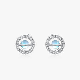 Ailmay Real 925 Sterling Silver Fashion Globe Stud Earrings for Women Wedding Engagement Statement Fine Jewelry
