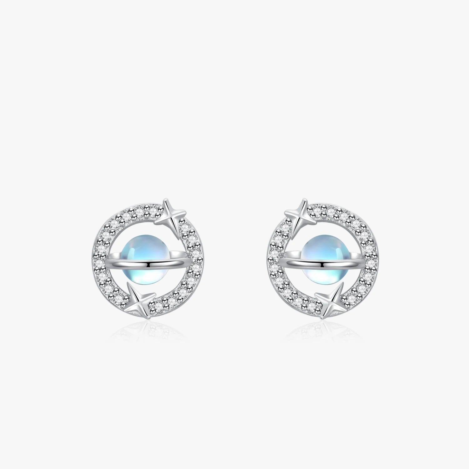 Ailmay Real 925 Sterling Silver Fashion Globe Stud Earrings for Women Wedding Engagement Statement Fine Jewelry