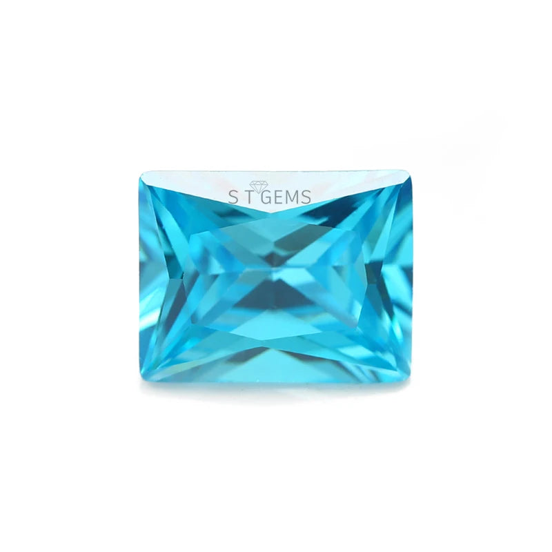 Synthetic 2x3mm Pale Blue Gems 6A Rectangle Princess Cut Aqua Blue Cubic Zirconia