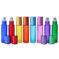 Wholesale 10ml Empty Frosted Glass Essential Oil Roller Bottle Matte Clear Amber Blue Pink Purple Glass Roll on Perfume Bottle