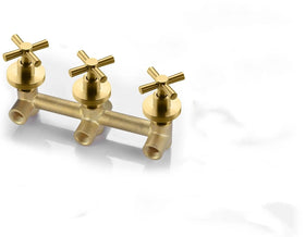 Brushed Gold Valve 3 Handle Unpainted Brass Shower Valve