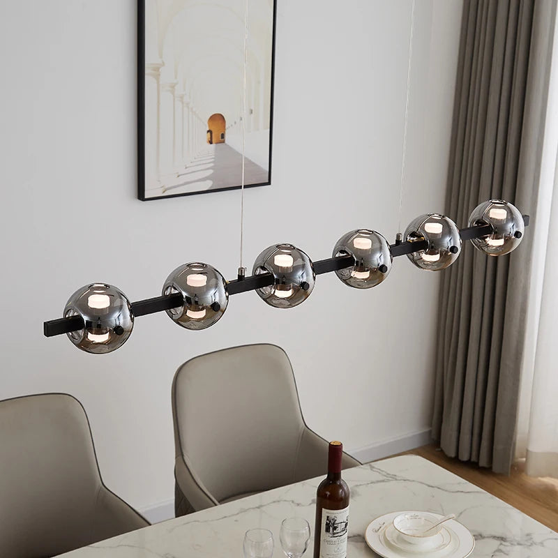 Modern Creative Design Black Spherical Interior Decoration Chandelier Apartment Hotel Villa Contemporary Lighting