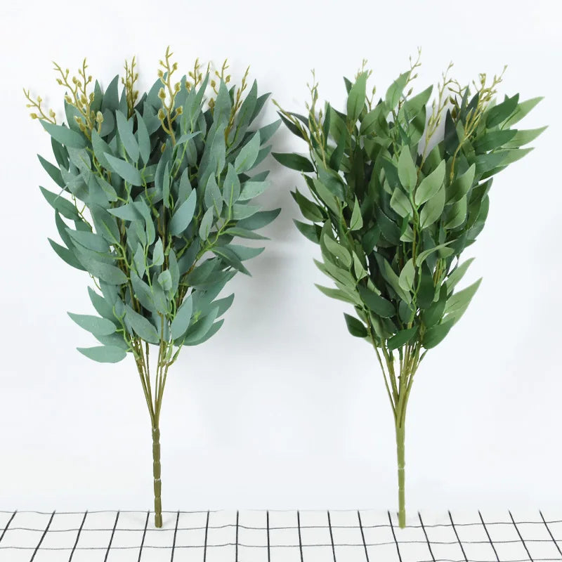 Artificial  Green Plants 5 Short Branches of  Willow Tree Leaves Vine Wedding  Material Winding Road Guide Hotel Layout