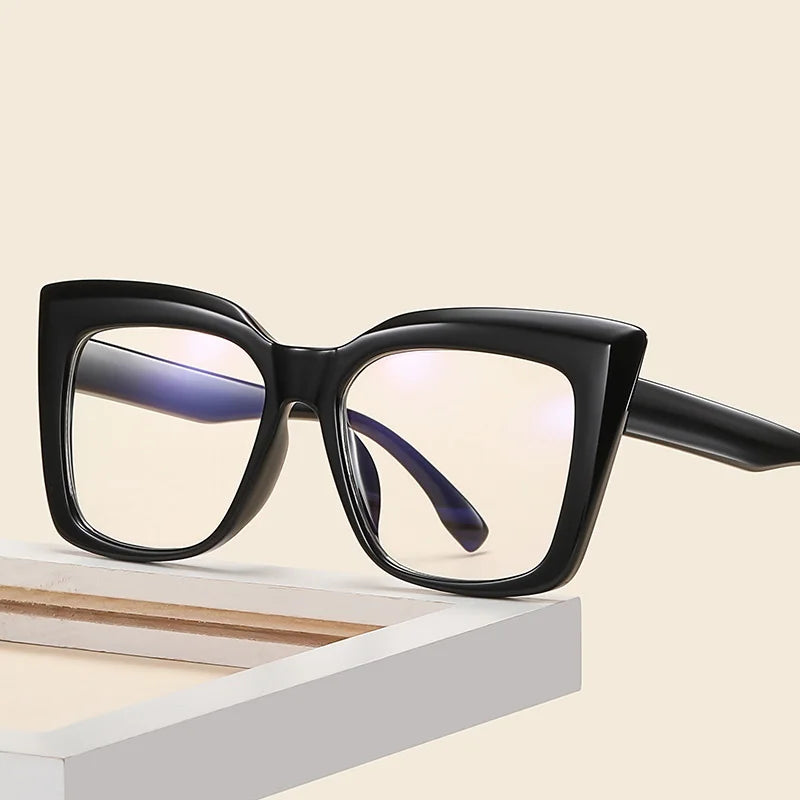New Arrival Oversized PC Cat Eye Big Optical Frames Anti Blue Light Ray Glasses For Women