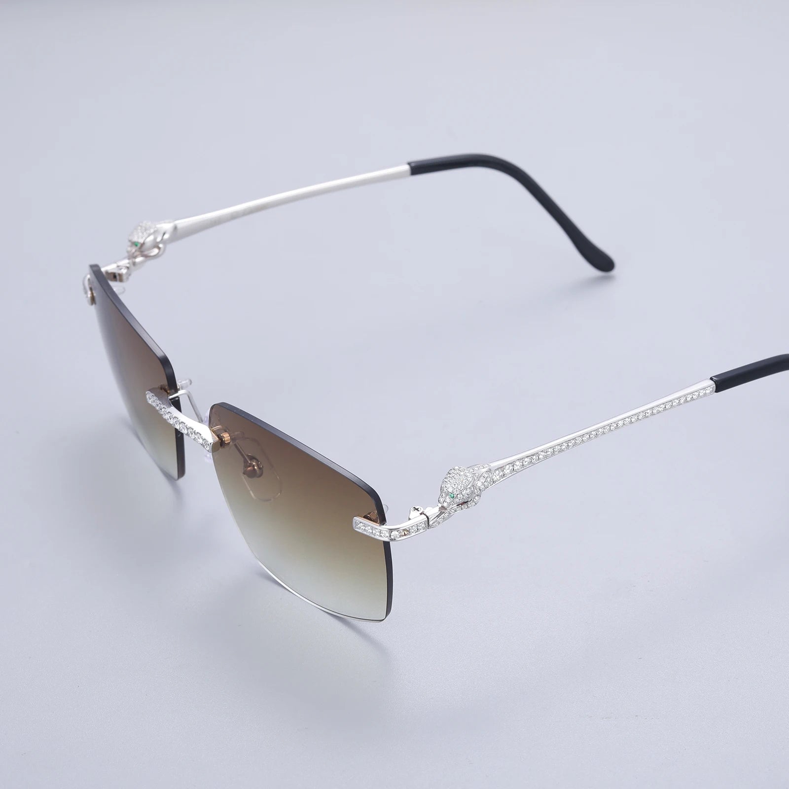 Pass Diamond Tester Luxury Glasses Stainless Steel  Handmade Setting VVS Moissanite Diamond Iced Out Sunglasses for Men Women