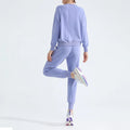 Lu Women's Long Sleeve Fitness Top and Sweatpants Breathable Yoga Clothing Set for Spring and Autumn Solid Pattern