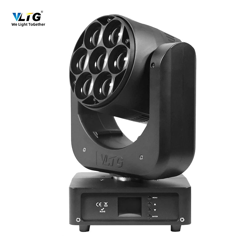 LED 7*40W Zoom Wash Moving Head Light with RGBW DMX512 Control 2800-9000K Color Temp for DJ Party Disco Concert Events