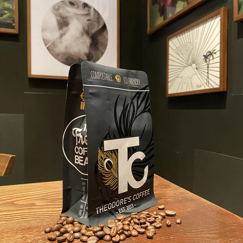 Free Samples Custom Printed 340G 5Lb Empty Small Tea Coffee Beans Bags Valve Flat Bottom Bag Packaging With Zipper