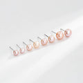 999 Sterling Silver Pin 5 6 7 8 9 10 mm Natural Fresh Water Big Pearl Stud Earrings Women Earring Jewelry