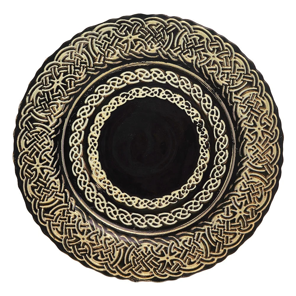 Home Table Decor Glassware Platters Black and Gold Dinner Plates Dining Table Vintage Wedding Serving Trays Glass Charger Plates
