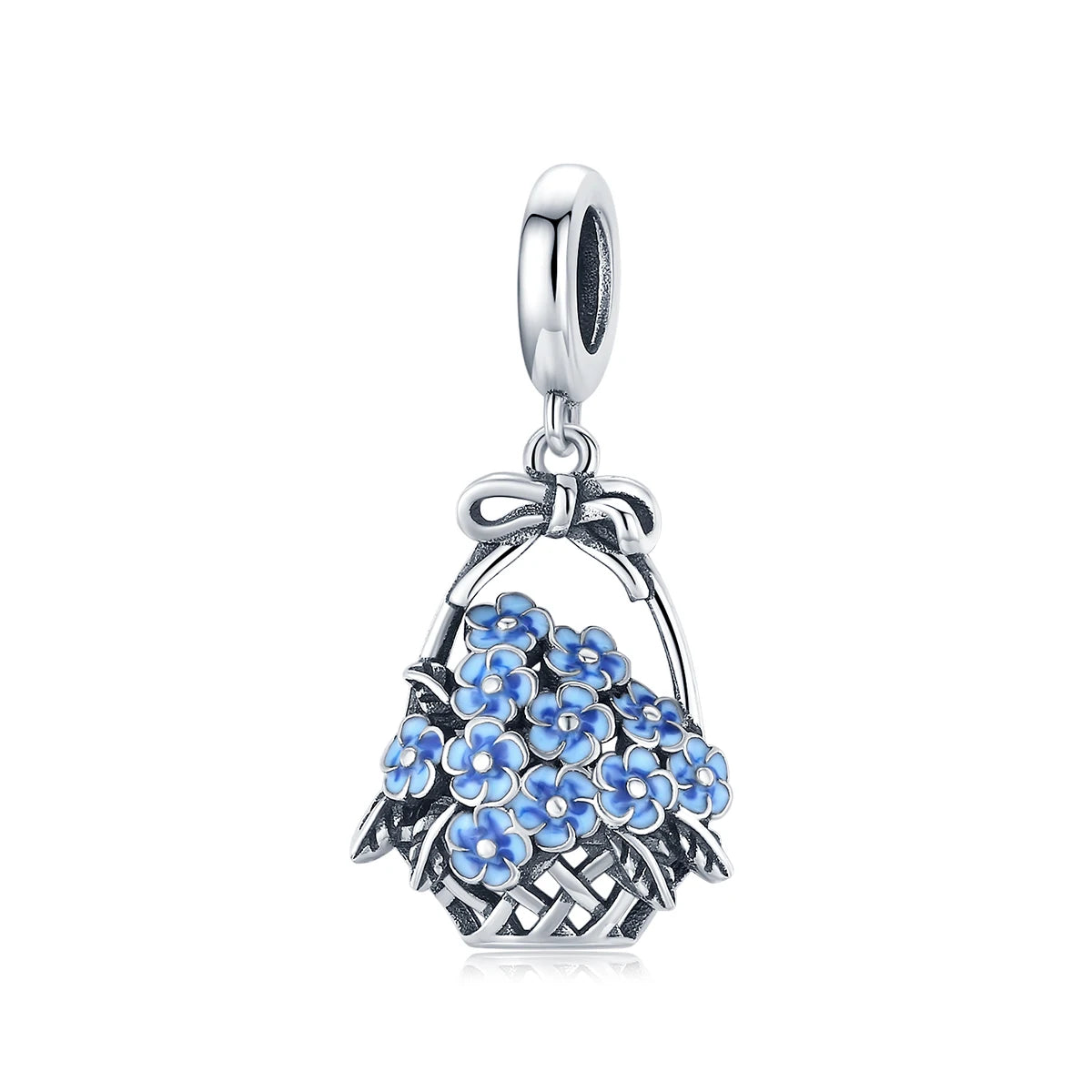 925 Sterling Silver Flower Basket Metal Charm Fit Original Silver Bracelet Girls DIY Jewelry Make Silver Beads SCC1717