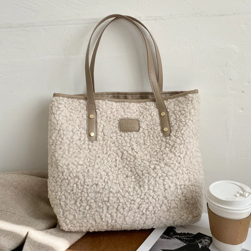 Fashion Trends Ladies New Design Handbags Lamb Wool Single Shoulder Bags Handbag Underarm Bag Plush Large Capacity Tote Bag