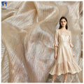 YX966 Holographic Lurex Crinkle Chiffon 100% Polyester Gold Foil Wrinkled Textured Fabric for Wedding Evening Party Dresses MegaBDM