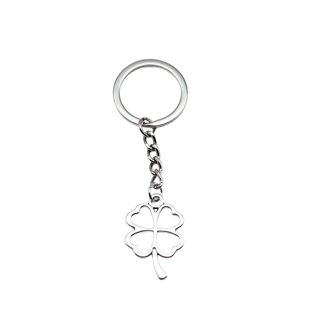Four Leaf Clover Keychain Metal Plant Key Chains Lucky Keychain Gifts Spiritual Nature Keyring Bag Charm Pendant Clover Keychain