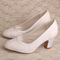 2023 White Lace Wedding Shoes Pointed Toe