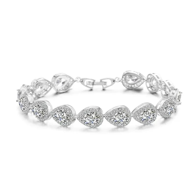 LUIOXIN Brass Simple High Quality Zircon Jewelry Accessory Bling Water Drop Bracelet