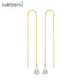 LUOTEEMI Elegant Simple Long Wire Earring 18K Gold Plated Charm Earring Copper Wire Earrings for Women Wholesale
