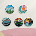 High Quality Iron on Embroidery Camping Sunrise Sunset Lighting House Wave Scenery  Patch for Outdoor Overcoat Hat Decoration