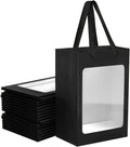Multi-Size Recyclable White Paper Classic Gift Bag Clear Window Ribbon for Portable Flower Bouquet Packaging Craft Gifts Stock