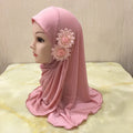 2026 Dubai Islamic Traditional Solid Satin Cotton Hijab Ethnic Scarves Shawl Headband for Girls Aged 2-7 Years Featuring 2