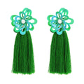Bohemian Pearl Big Sequins Flower Shape Thread Tassels Drop Dangle Earrings