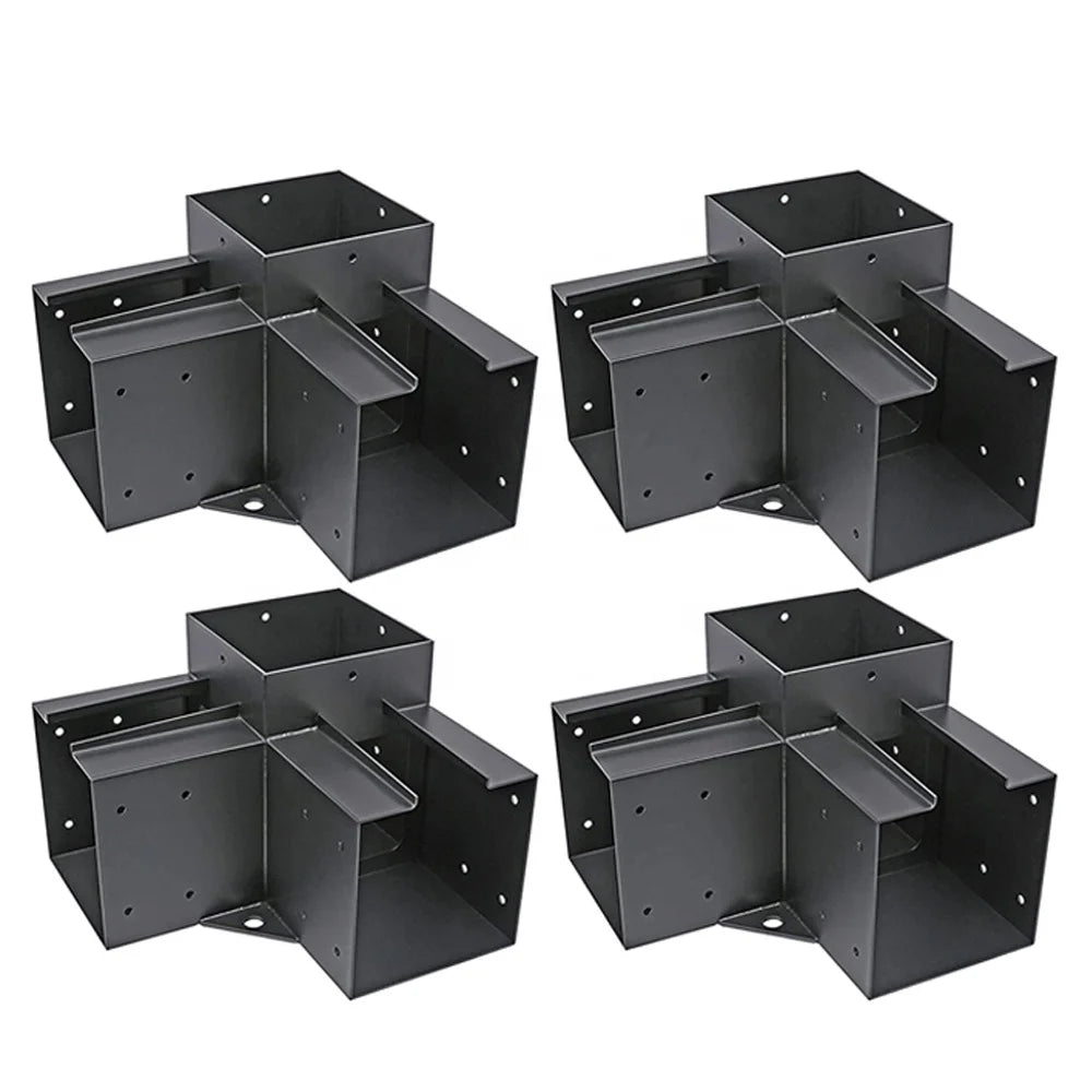 Black Pergola Brackets Stainless Steel Metal 3 - Way Right Angle Corner Bracket for Wood Beams Gazebo Pergola Kit BracketD