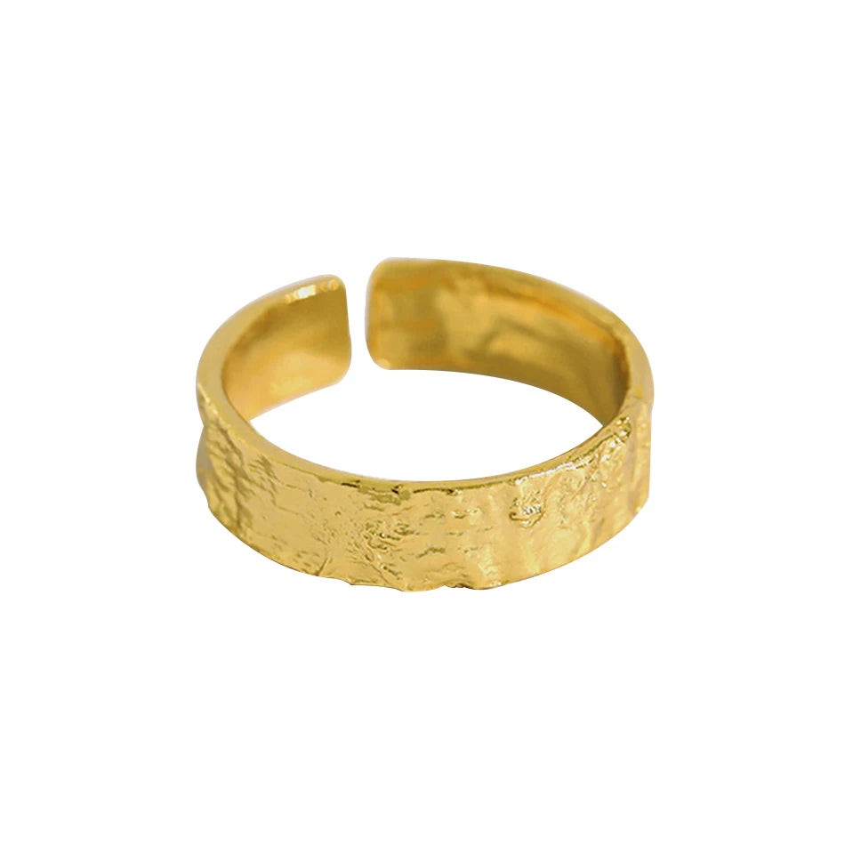 Nagosa Recycled 925 Sterling Silver Wholesale Jewelry 18k Gold Vermeil Irregular Open Band Rings for Daily