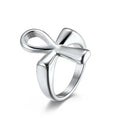 Hot Silver Egypt Anka Cross Rings Stainless Steel 18K Gold PVD Plated Black Cross Design Ring Hip Hop Factory Wholesale Jewelry