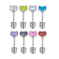 Implant Grade 316L Stainless Steel 20G Flat Back Ear Studs Body Piercing External Thread Earrings With Zircon Woman New Jewelry