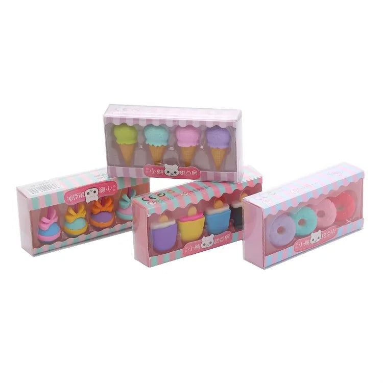 Ice Cream Food Simulation Eraser Student Cute Boxed Pencil Eraser Kawaii Stationery Gift School Supplies Office Supplies
