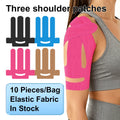 Pre-Cut Unisex Shoulder Kinesiology Tape 10pcs Elastic Breathable Waterproof Latex-Free Muscle Support Patch for Sports Recovery
