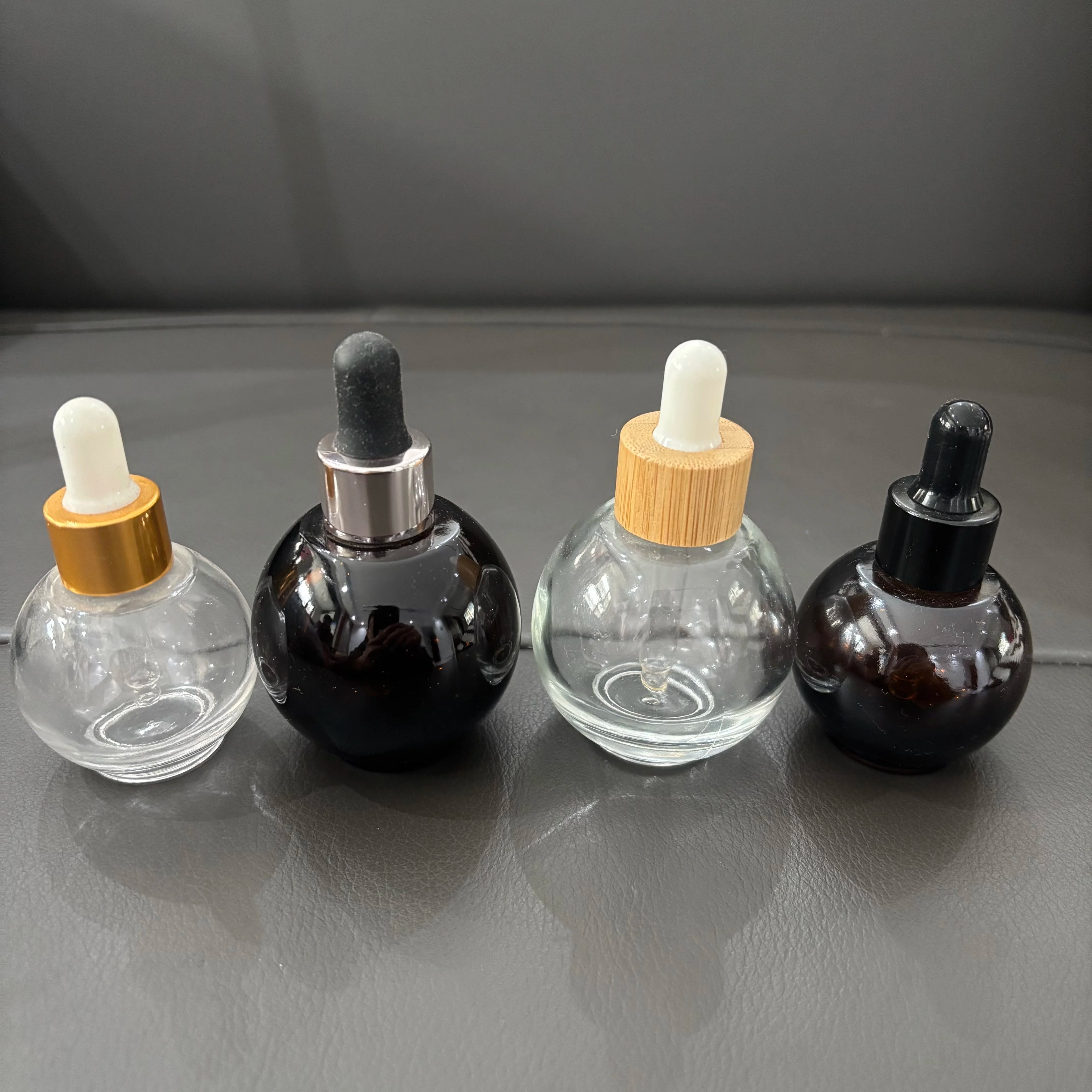 1 oz 30 ml Clear Amber Ball Glass Shaped Dropper Pipettee Bottle for Essential Oil Bottle