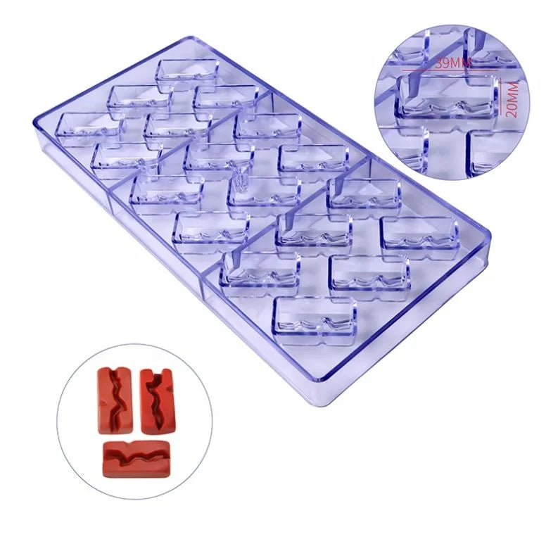 Rectangular Shape 18 Cavity Fondant Cake Candy Moulds 3D Clear Plastic Chocolate Mold for Baking